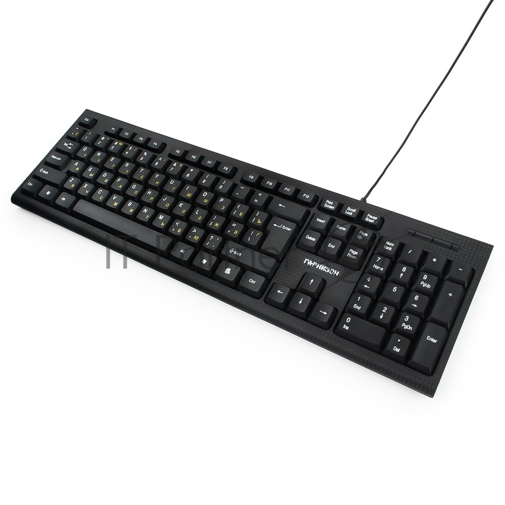 Клавиатура проводная Гарнизон GK-120, USB, черный, поверхность- карбон