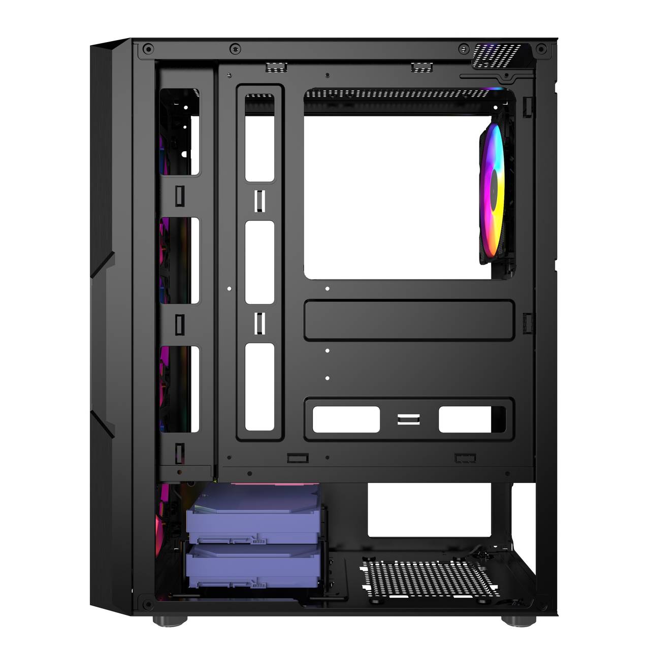 Powercase Mistral T4B, Tempered Glass, 4x 120mm 5-color fan, чёрный, ATX