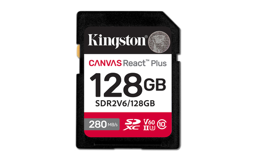 Карта памяти  Kingston 128GB SDXC Canvas React Plus UHS-II 280R/100W U3 V60/ Kingston 128GB SDXC Canvas  React Plus UHS-II 280R/100W U3 V60