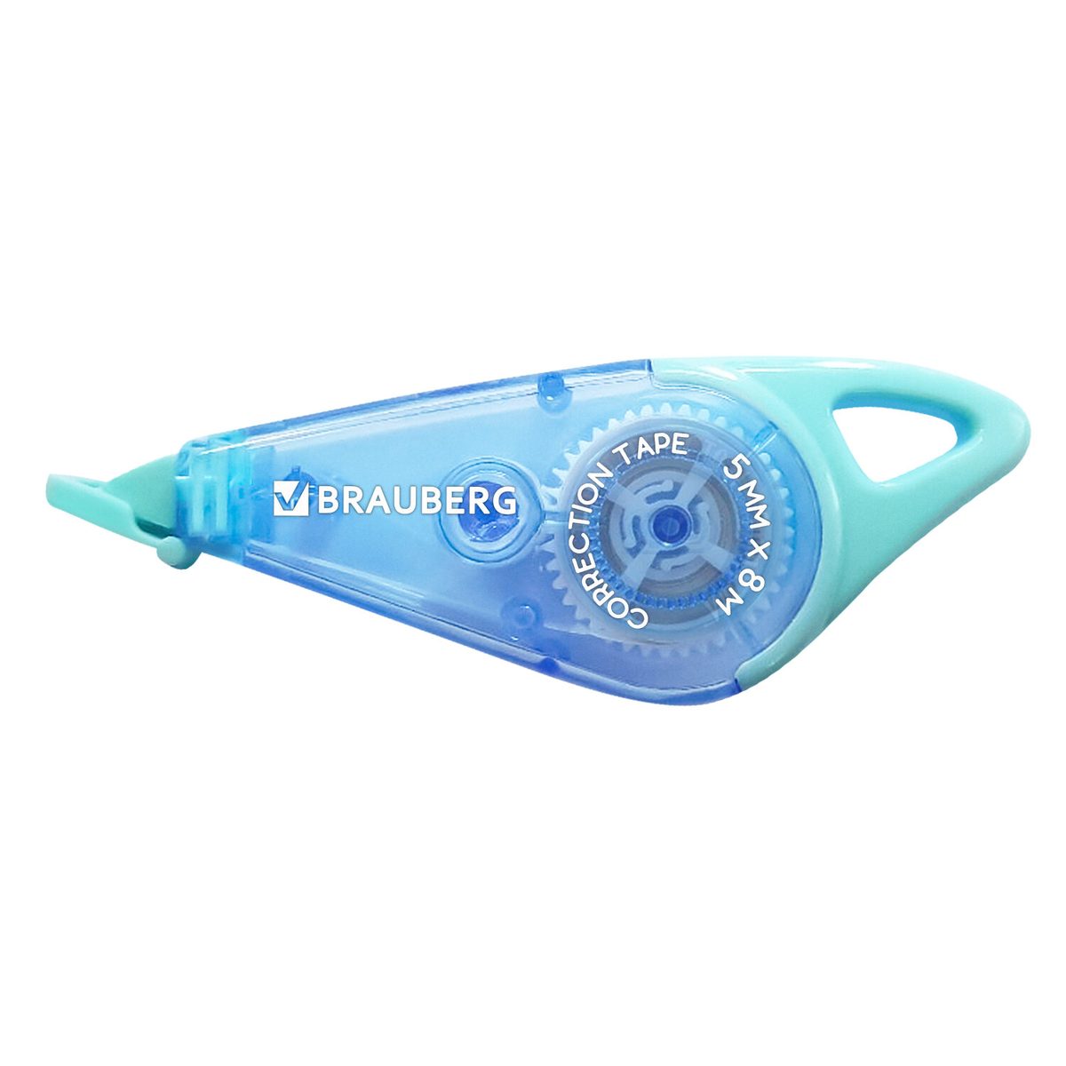 Корректирующая лента Brauberg Trios, 5мм х 8м, корпус мятно-голубой с подвесом, блистер (273023), 1шт.
