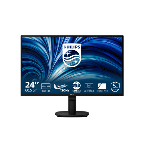 Монитор 23.8" PHILIPS 24B2N2200 черный (IPS, 1920x1080, 300 cd/m?, 4 мс, 120 Гц, 178°/178°, 1500:1 (динамическая), HDMI, DisplayPort, Микрофон) 24B2N2200