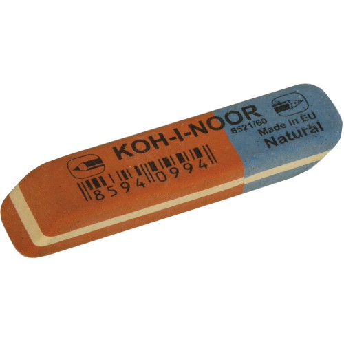 Ластик Koh-I-Noor, каучуковый, арт.6521/60, комбинированный, сине-красный, 50х18х7мм, ст.60