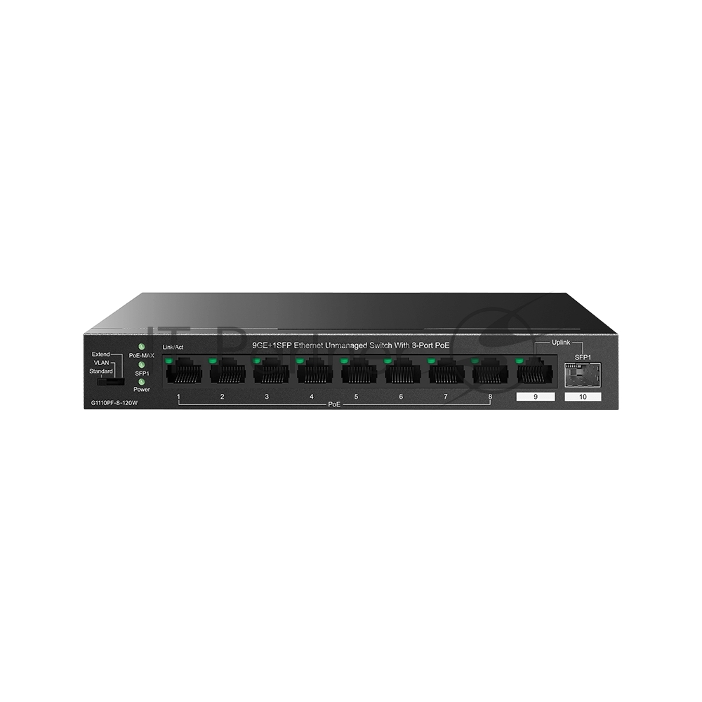 Коммутатор IP-COM G1110PF-8-120W, 8×PoE, 1×SFP, настольный