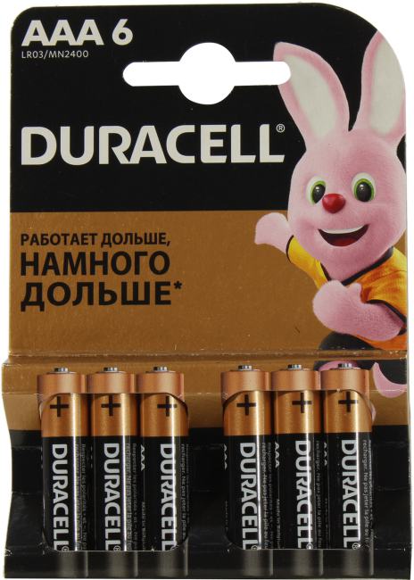 Duracell MN2400-6 (LR03) Size AAA, 1.5V,щелочной (alkaline) <уп.  6  шт>
