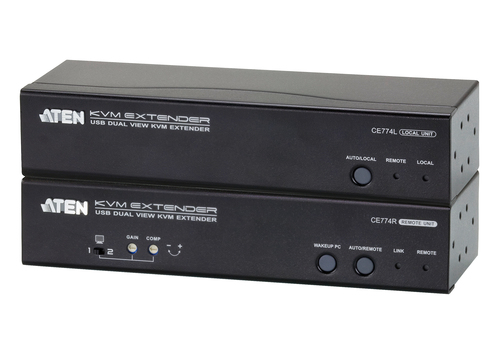 KVM-удлинитель ATEN - CE774, 1PC, SPHD-17 (Female) + D-Sub (Male) + 2xMiniJack (Female) - 1 ports, CE774-AT-G