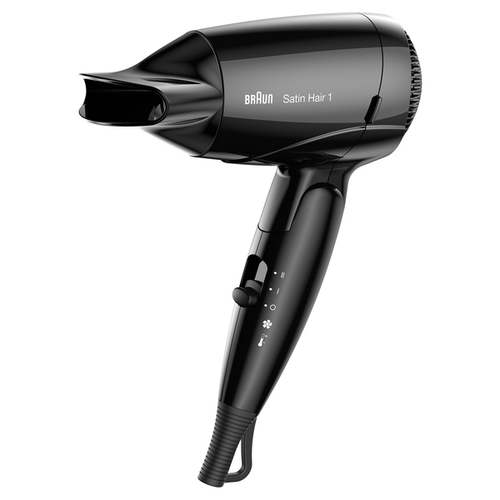 Фен Braun Satin Hair 1 Style&Go HD130 черный, 1200 Вт, компактный