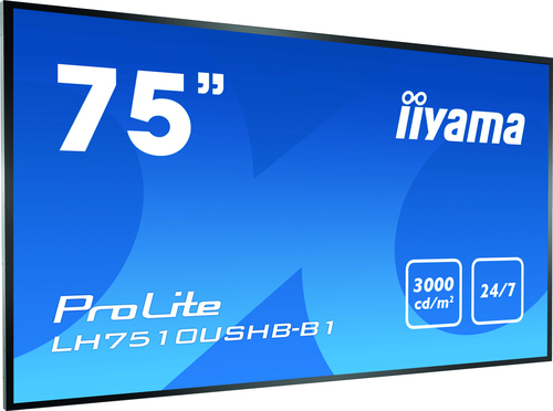 Панель Iiyama 75" LH7510USHB-B1 черный IPS LED 8ms 16:9 DVI HDMI M/M матовая  1200:1 3000cd 178гр/178гр
