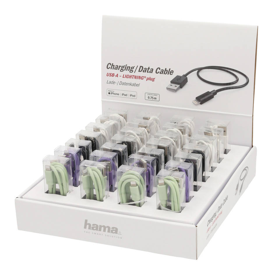 Кабель Hama H-187244 00187244 USB A(m) Lightning (m) 0.75м ассорти