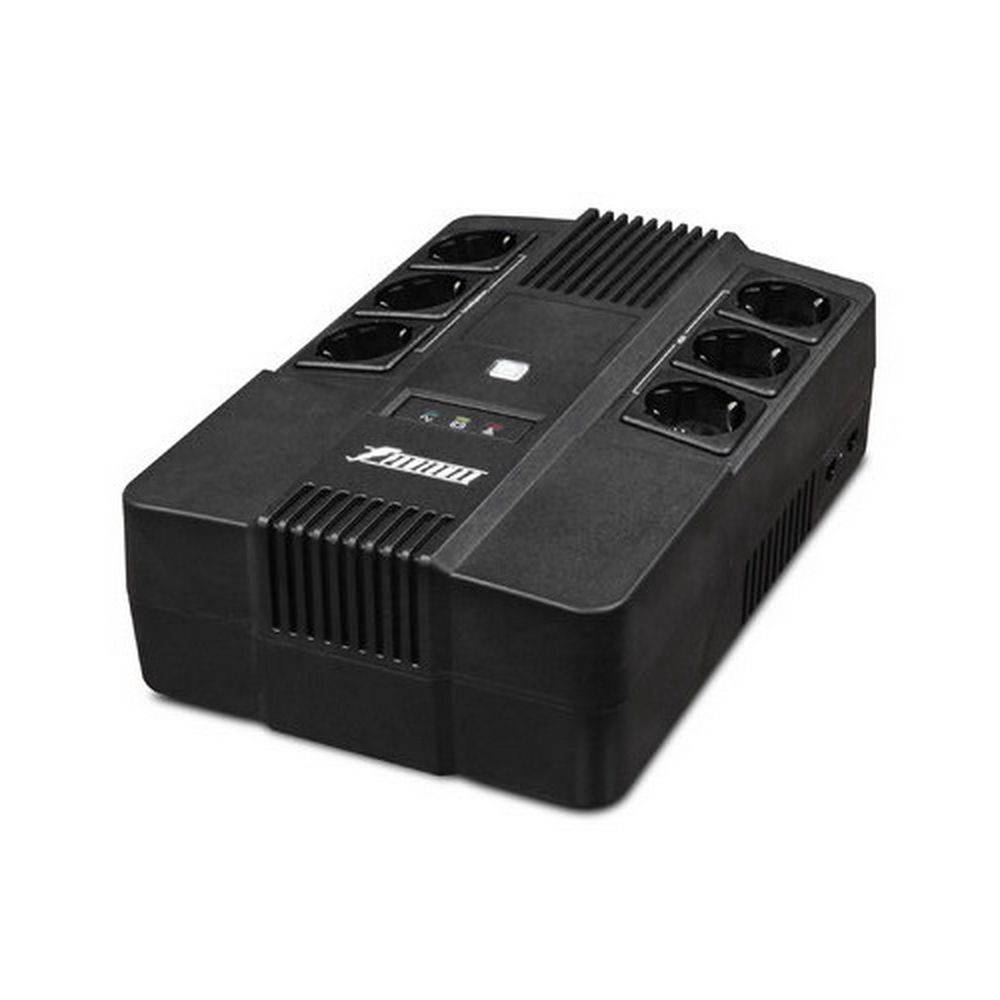 ИБП POWERMAN Brick 800 Мощность 800 ВА/480 Вт, батареи:  12 В 9 Ач - 1 шт, Розетки Shuko - 6 шт. Защита от КЗ, импульсны