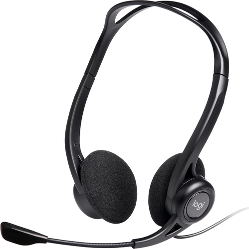 Гарнитура Logitech PC960 |981-000100| черная, USB, поворотный микрофон, пульт управления на кабеле, |981-000100| кабель 2.4м