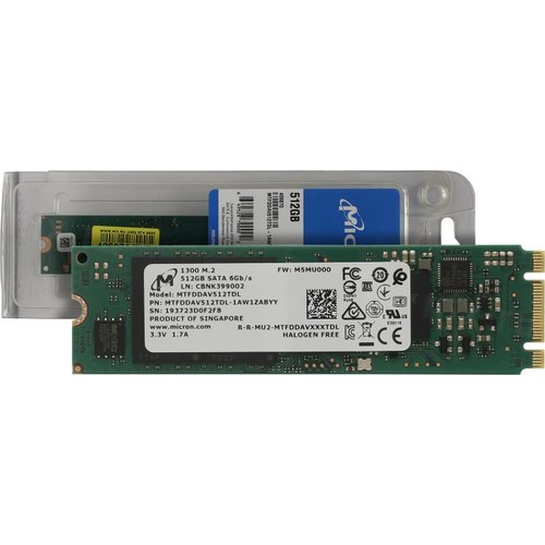 SSD 512 Gb M.2 2280 B&M 6Gb,s Micron  1300  (MTFDDAV512TDL) 3D  TLC