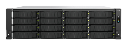 Сетевое хранилище без дисков/ ENTERPRISE QNAP TS-h1677AXU-RP-R7-32G QuTS hero NAS RAID, 16x3.5 "/ 2.5" bays, 2 x M.2 2280 PCIe Gen 5 x2 slots, 2x2.5GbE RJ-45 ports, 2 10 GbE 10GBASE-T, 3U Rackmount, 2 power supplies. 8-core/16-thread AMD Ryzen 7 7000 (up to 5.3 GHz),1x 32GB DDR5 (up to 128 GB 4x32 GB). W/o RAIL
