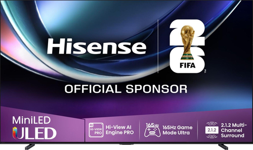 Телевизор ЖК 100'' Hisense/ 100", Ultra HD, Mini LED, Local Dimming Zone 1248, 165 Hz, Smart TV (ОС VIDAA U9), Wi-Fi, DVB-T2/T/C/S2/S, HDR 10+, Dolby Vision, Dolby Atmos, Bluetooth, 2.1.2 2*15W+20W+2*5W, CI+(1.4), 4хHDMI, 2хUSB, Works with Alexa, Alexa Built-in, GA, VIDAA Voice, Yandex, AMD Freesync Premium, 165Hz Game Mode Ultra, Charcoal grey, 2025