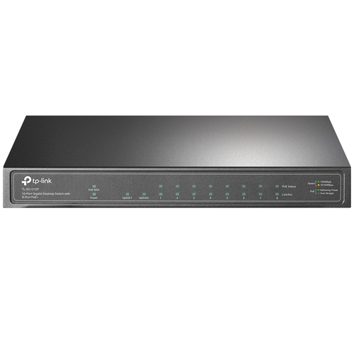 Коммутатор TP-Link 9 портов 10/100/1000 Мбит/с с разъёмами RJ45, 1 гигабитный порт SFP
Оснащён 8 портами PoE+, позволяющими передавать питание и данные по одному кабелю
Совместим с устройствами питания на базе IEEE 802.3af/at, позволяет расширить домашнюю или офисную сеть
802.1p/DSCP QoS обеспечивает плавную передачу критичного к задержкам трафика
Поддержка PoE с бюджетом до 30 Вт на каждый порт PoE и до 63 Вт на все порты PoE
Не требует специальной установки и настройки