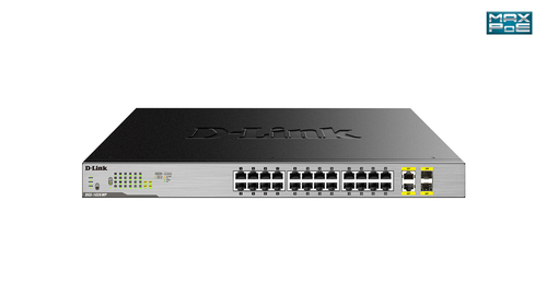 Коммутатор D-Link DGS-1026MP/B2A Неуправляемый коммутатор с 24 портами 10/100/1000Base-T, 2 комбо-портами 100/1000Base-T/SFP (24 порта PoE 802.3af/at, PoE-бюджет 370 Вт)