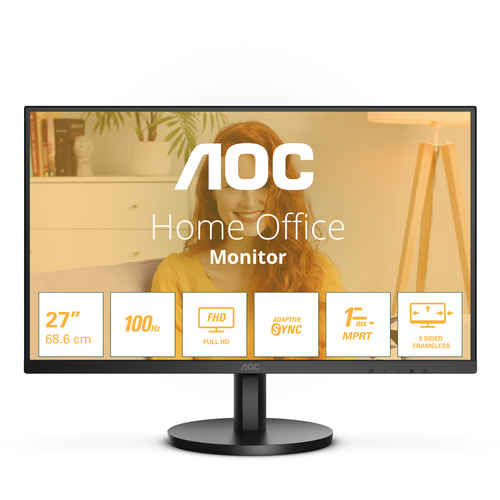 Монитор 27" AOC 27B3HMA2 Black (VA, 1920x1080, D-Sub+HDMI, 4 ms, 178°/178°, 250 cd/m, 3000:1, 100Hz, MM) (27B3HMA2 плохая упаковка)