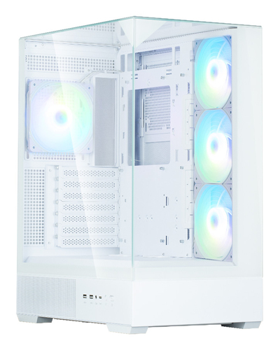 Компьютерный корпус ZALMAN P40 Prism Plus, ATX, белый, WINDOW, 3xCombo (3.5'' or 2.5"), 1xUSB TYPE-C, 2xUSB 3.0, SIDE 3x120мм ARGb, REAR 1x120мм ARGb