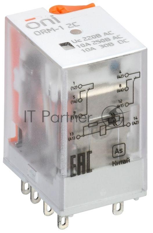Реле интерфейсное ORM-1 2C 220В AC с LED и тест. кнопкой ONI ORM-1-2C-AC220V-L-B