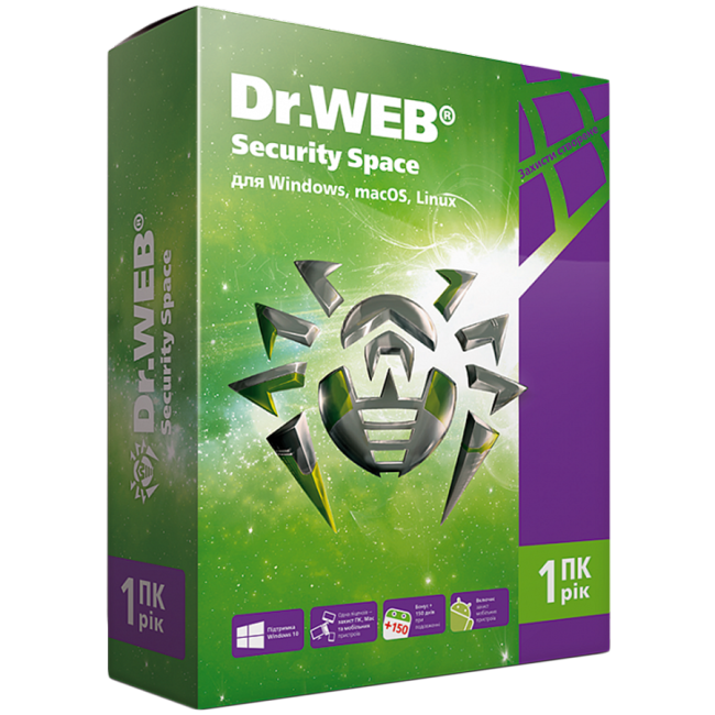 Dr.Web Security Space Право LHW-BK-12M-3-A3 (электронный ключ) , КЗ,  12 мес.,3 ПК