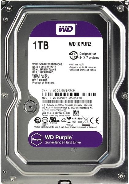 Жесткий диск Western Digital Purple 3.5" WD10PURZ 1ТБ