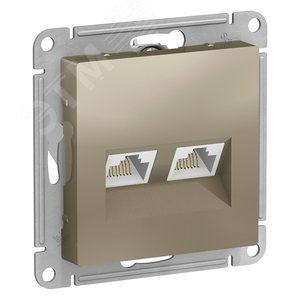 Розетка Systeme Electric ATN000585 AtlasDesign, двойная, компьютерная,  RJ45+RJ45,  кат.5E,  механизм, шампань
