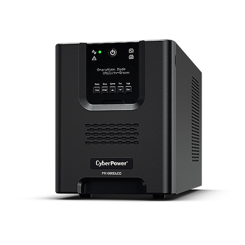 PR1000ELCD - Источник бесперебойного питания, CyberPower, PR1000ELCD, Мощность 1000ВА/900Вт, PR-серия, Линейно-интерактивный, Напольный, LCD/Smart/USB/RS-232/EPO, AVR: 150-301В, АКБ: 12В/12Ач*2 шт., Вых: 8xIEC C13, Чёрный все наши цены всегда включают НДС