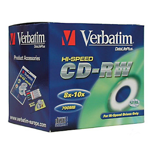 (отсутствует оригинальная упаковка) Диск CD-RW Verbatim 700Mb 12x Jewel case (10шт) (43148)