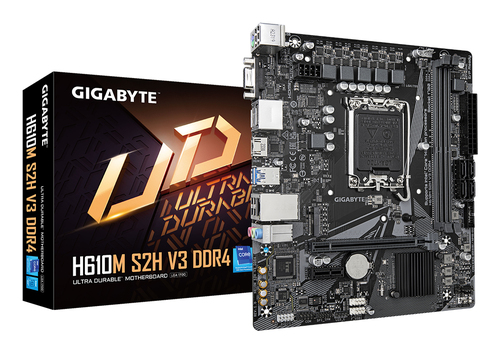 Материнская плата/ MB GIGABYTE INTEL H610 s1700, 2xDDR4(64GB), D-SUB/HDMI 2.1/2xDP, 1xPCIe 4.0x16, 1xPCIe 3.0, 1xLAN, 4xSATA 6Gb/s, 1xM.2, 2xUSB 3.2, 4xUSB 2.0, 1xPS/2, mATX
