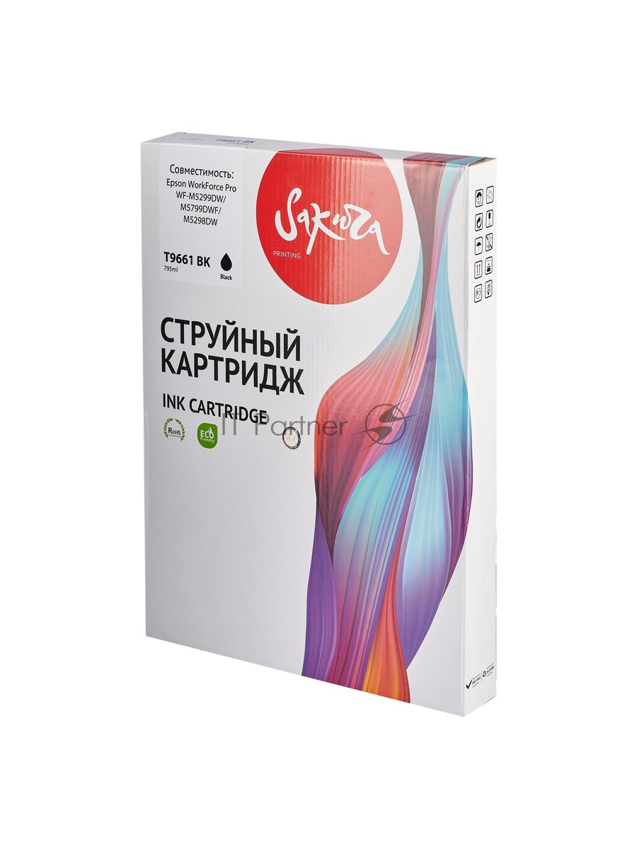 Контейнер с чернилами Sakura C13T966140 (T9661 BK) для Epson, черный, 795 мл., 40000 к.