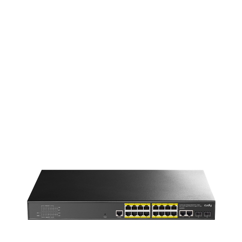 Коммутатор CUDY 16-Port Layer 2 Managed Gigabit PoE+ Switch with 2 Uplink Gigabit Ports and 2 Gigabit SFP Slots 200 Layer 2 Managed 18 Ports 10/100/1000M PoE Switch,1-16 Port support POE(802.3at/af) ,with 2 Uplink Gigabit ports + 2 Gigabit SFP ports + 1 Managed Port, IEEE 802.3af/at Standard, Each Port Max support 30W,Support QOS, STP/RSTP/MSTP?IGMP?SNMP?WEB?VLAN?Ether (GS2018PS2-200W)