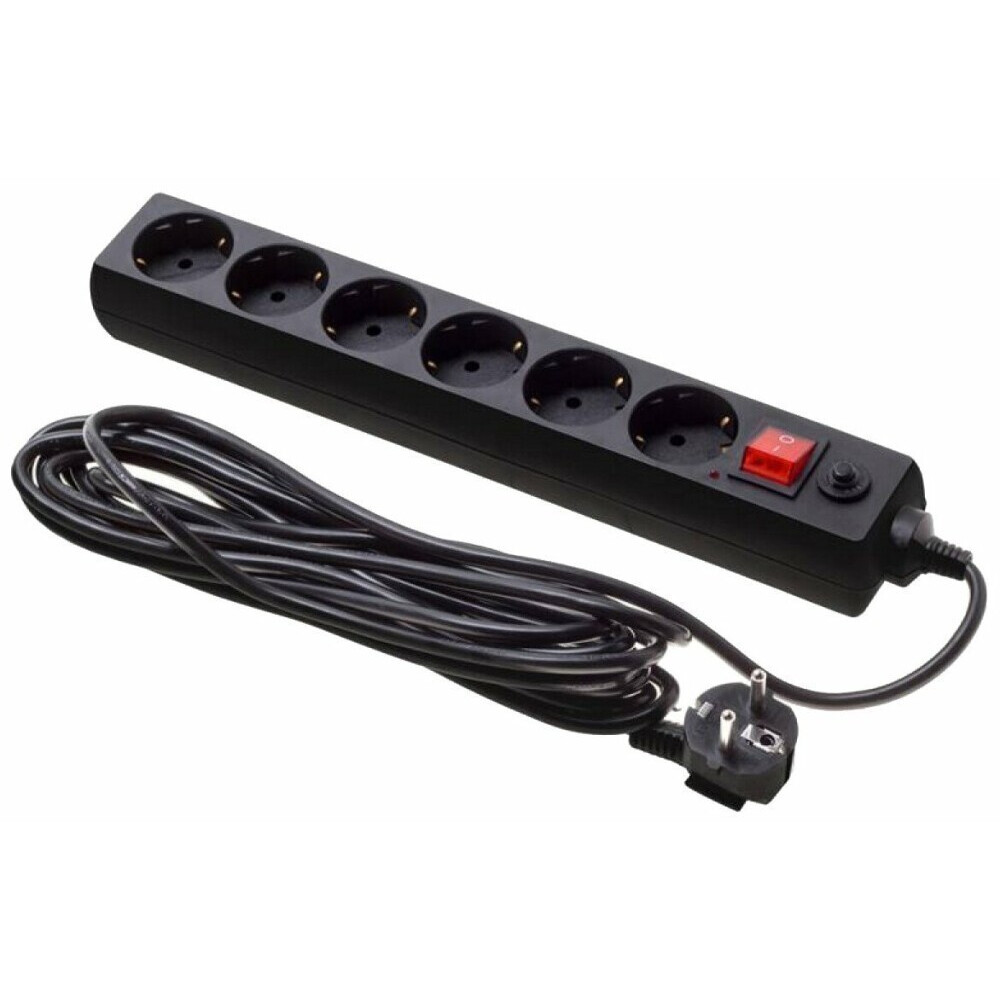 5,0м Buro BU-SP5_USB_2A-B (6 розеток) черный (коробка)