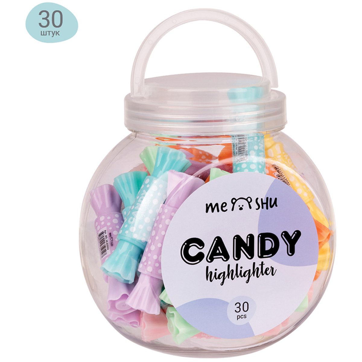 Набор маркеров-текстовыделителей двусторонний MESHU Candy (2/4мм, пулевидный/скошенный, разные цвета) (MS_HL50554), 180шт.