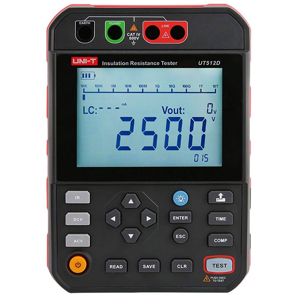 Измеритель сопротивления изоляции UNI-T UT512D, до 2,5 кВ, до 1 ТОм