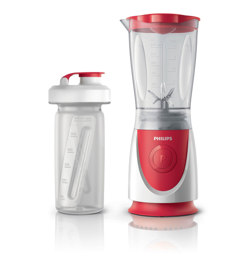 Блендер стационарный PHILIPS HR2872/00, 350 Вт, 1 скорость, чаша 0,6 л, пластик, бутылочка, красный/белый