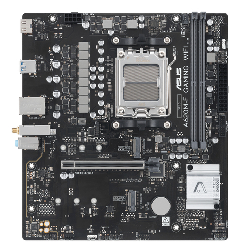 Материнская плата ASUS A620M-F GAMING WIFI, AM5, AMD A620, 2xDDR5, 2xM.2, 1xPCIe 4.0 x16, 1xHDMI, 1x2.5Gb LAN, Wi-Fi 6E, Bluetooth 5.3, 2xUSB-A 5Gbps, 2xUSB-A 2.0, 3x3.5 мм, 7.1, mATX