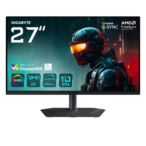 Монитор Gigabyte 26.5" MO27Q2A черный QD OLED LED 16:9 HDMI M/M матовая HAS Piv 1500000:1 1000cd 178гр/178гр 2560x1440 280Hz G-Sync FreeSync Premium Pro DP Quad 2K (1440p) USB 6.09кг