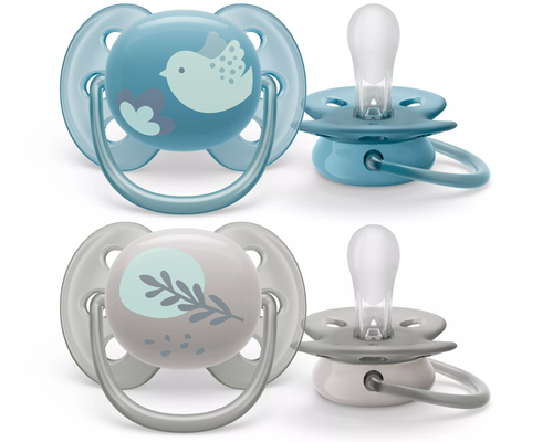 Philips SCF091/15 Пустышка ultra soft, птичка/листочки, 6-18  мес., 2 шт.