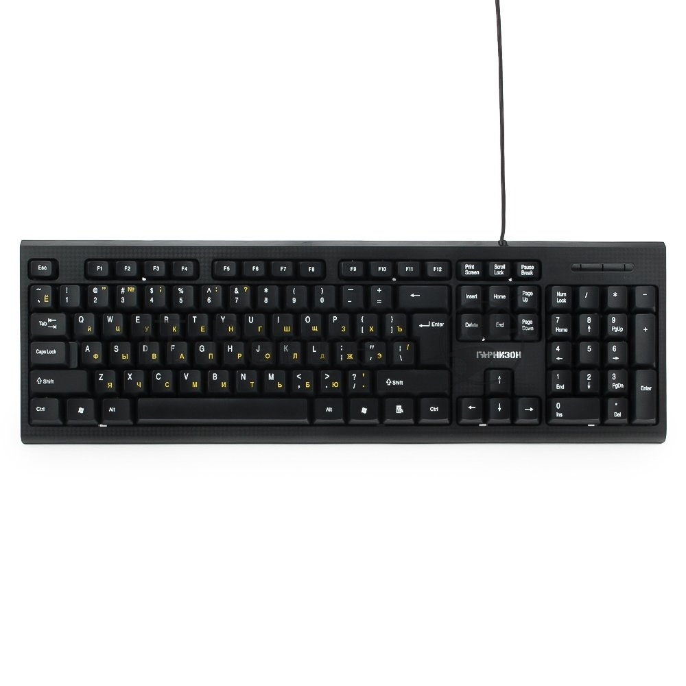 Клавиатура проводная Гарнизон GK-120, USB, черный, поверхность- карбон