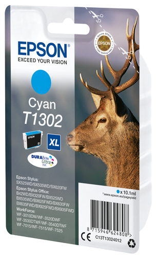 EPSON C13T13024010/12 T1302 Картридж для Epson Stylus SX525WD/ SX620FW, Epson Stylus Office BX320FW/BX525WD/ BX625FWD, голубой, XL (cons ink)