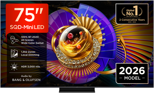 Телевизор QLED TCL 75" 75C7L SQD-Mini LED (2026) черный 4K Ultra HD 144Hz DVB-T DVB-T2 DVB-C DVB-S DVB-S2 USB WiFi Smart TV