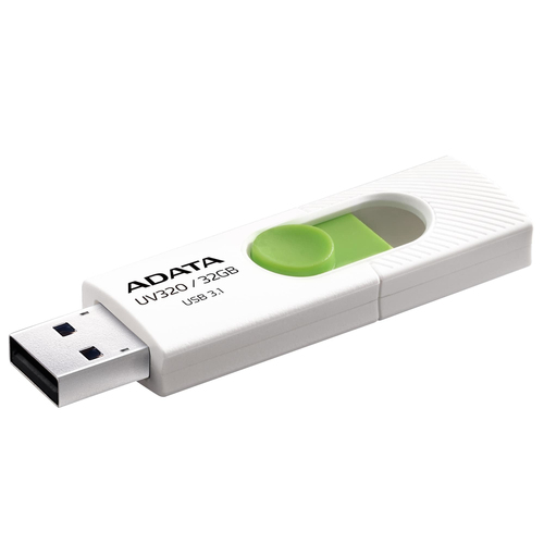 USB накопитель ADATA - UV320, USB Type A (USB 3.2 Gen 1), 32 ГБ, read speed-100MB/s, цвет белый, AUV320-32G-RWHGN