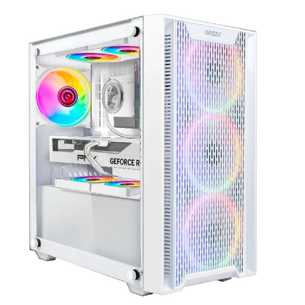 GINZZU CL660 mATX FAN 4*12FRGB  передняя панель Решетка Белый