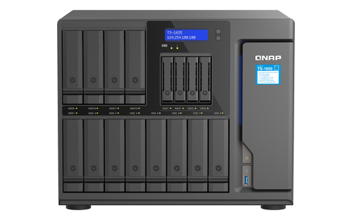 Сетевое хранилище SMB QNAP TS-1655-8G NAS 16-Bay (12x 3.5"/2.5" HDD/SSD bays + 4x 2.5" SSD bays + 2x M.2 2280 SATA slots), Intel Atom C5125 8-core processor, 2.8GHz, 8 Gb DDR4 (1 x 8 GB) up to 128 Gb (4 x 32 GB), 2x 2.5 GbE BASE-T