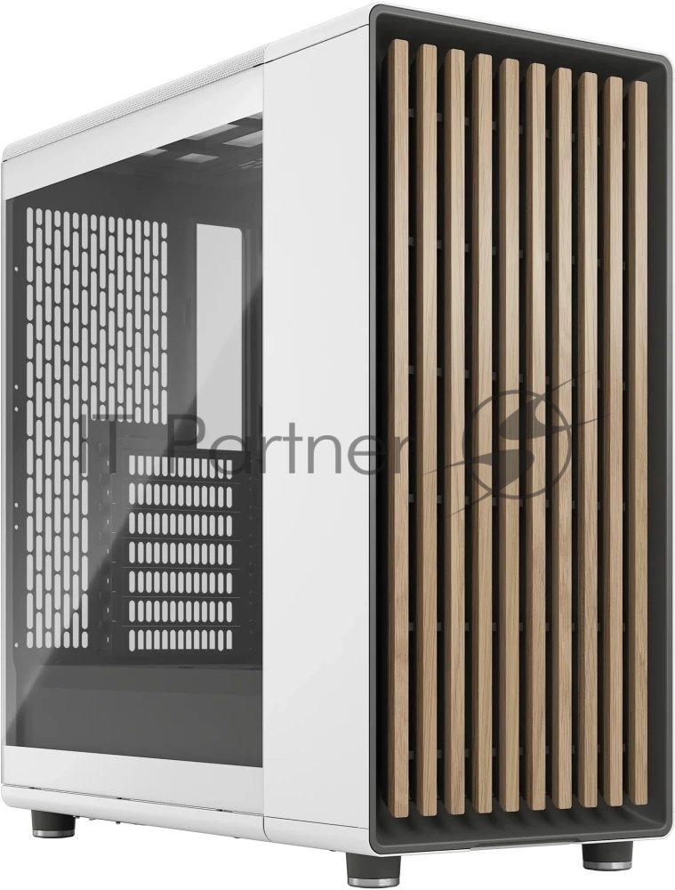 Компьютерный корпус без блока питания Case Fractal Design North TG Clear Tint, Midi-Tower, 2x140мм, 2xUSB-A 3.2 + 1xUSB 3.2 Type-C ATX, mATX, mITX Wood panel, Chalk белый
