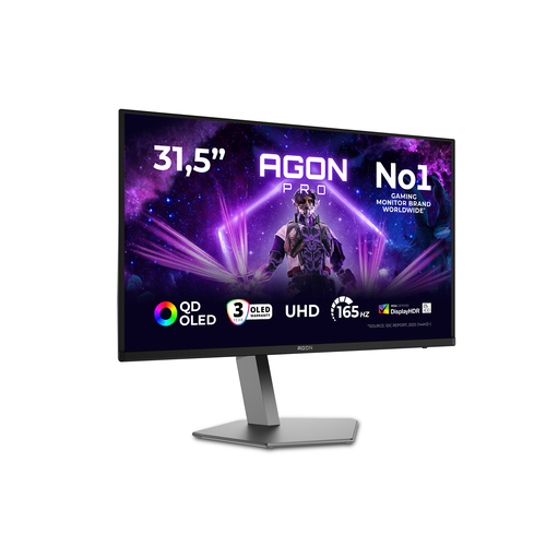 Монитор 31.5" AOC AGON PRO AG326UD QD-OLED 3840x2160, 165 Гц, 0.03 мс, 16:9, 1000 кд/м², 2xHDMI 2.1, DP 1.4, 3.5 Jack, USB Hub (3x USB 3.1), динамики (2x8 Вт), HDR10, Adaptive-Sync, G-Sync Compatible, черный