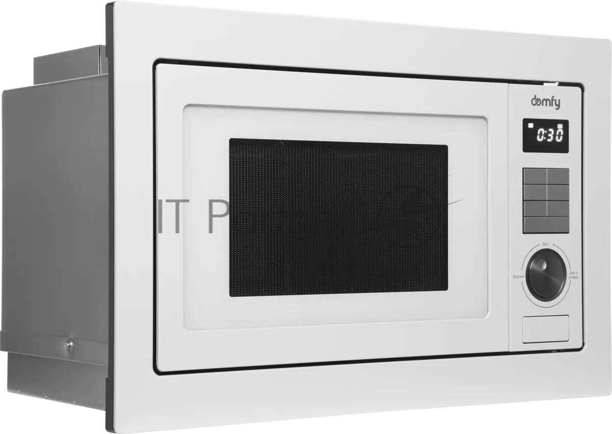Встраиваемая микроволновая печь Domfy DM2540BW WG белый, 25 л, 900 Вт, переключатели - кнопки/поворотный мехинизм
