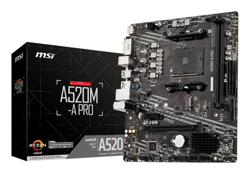 Повреждение упаковки MSI A520M-A PRO {Soc-AM4 AMD A520 2xDDR4 mATX AC`97 8ch(7.1) GbLAN RAID+DVI+HDMI}