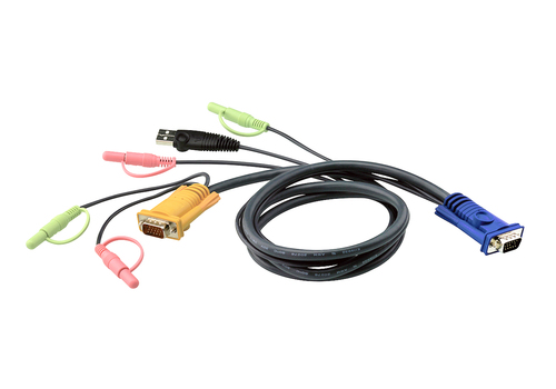 KVM-кабель ATEN - USB, SPHD (Male) + 2xMiniJack (Male) - D-Sub (Male) + USB Type A (Male) + 2xMiniJack (Male), 1.8 м, 2L-5302U