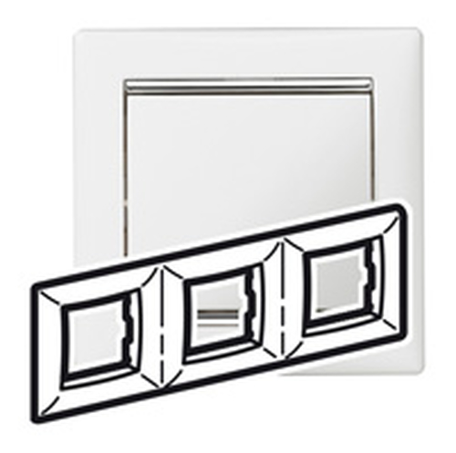 LEGRAND 770493 VALENA Рамка 3 поста горизонтальный  монтаж  белая/серебро