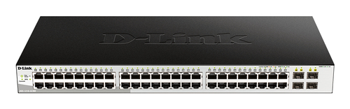 Коммутатор Настраиваемый (Smart) D-Link - DGS-1210-52, Layer 2, 48-1GbE, 4-combo-1GbE, ROM-32MB, RAM-128MB, SNMP, telnet, Web, в стойку, серебристый, DGS-1210-52/F3A